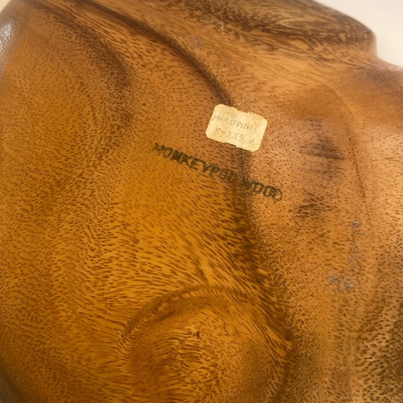 Vintage Monkey Pod Wood Leaf Divided Tray/Serving Dish - Picture 10 of 10